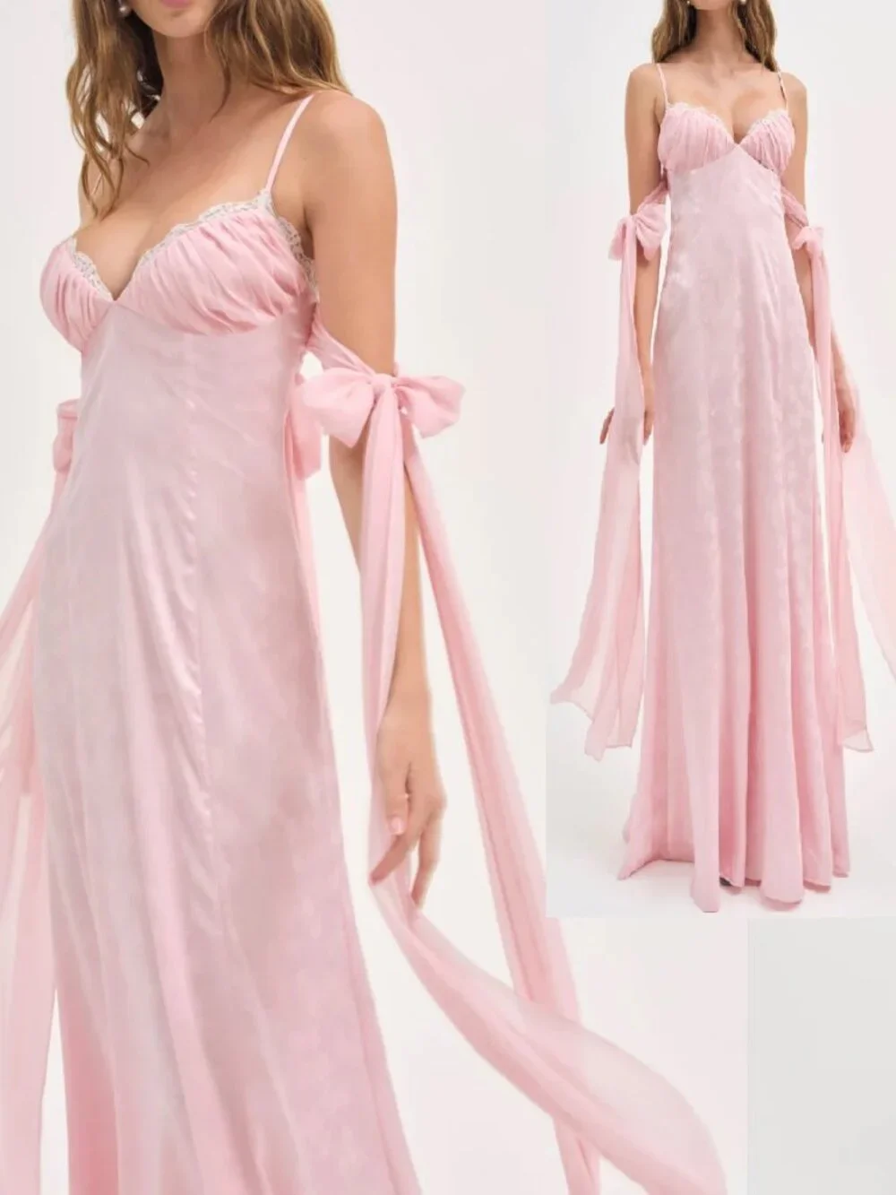 NEW $489 FOR LOVE AND LEMONS SHEILA PINK JACQUARD MAXI DRESS SIZE M - Picture 1 of 15
